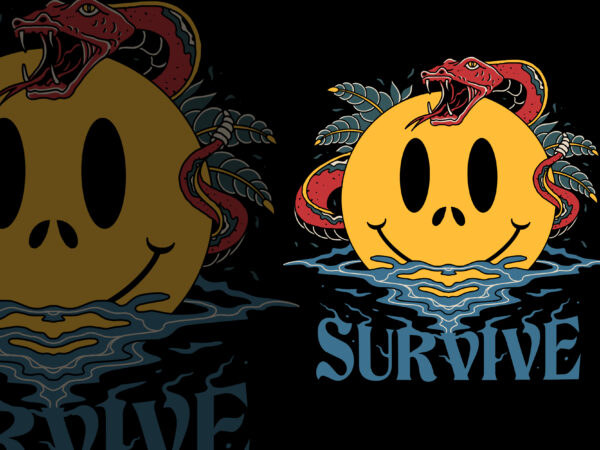 Survive emoticon illustration for t-shirt