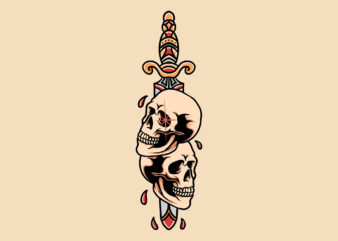 sword and skulls traditional tattoo