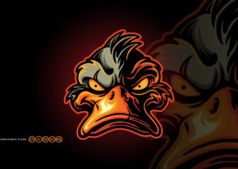 Angry bad duck face mascot cartoon t shirt vector
