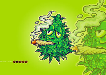 Weed Mascot smoking leaf marijuana Cartoon t shirt design for sale