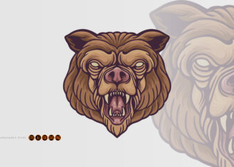 Angry bear head logo mascots t shirt vector