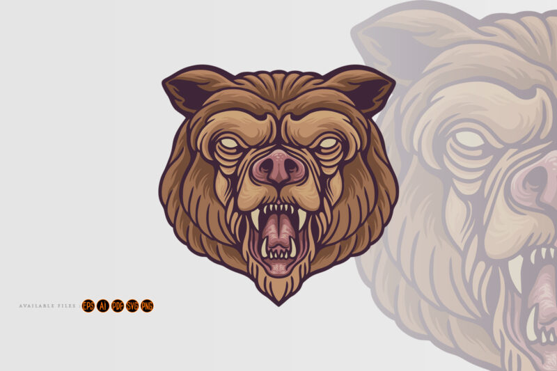 Angry bear head logo mascots