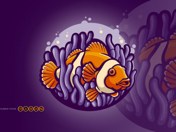 Cute nemo fish finding illustrations t shirt vector file