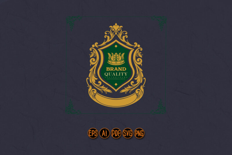Golden Shield Royal Elegant Crown Logo Emblem