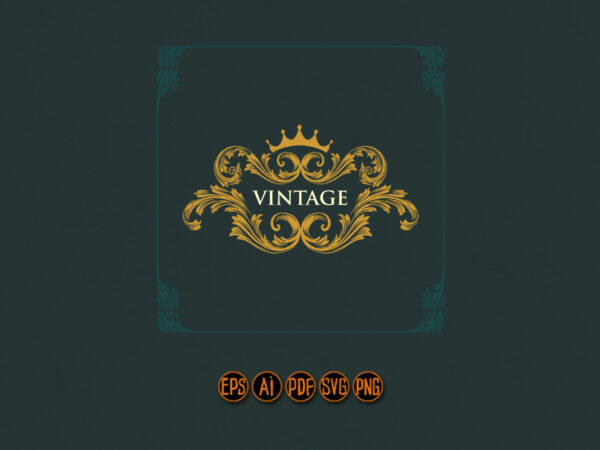 Crown vintage gold frames t shirt vector file