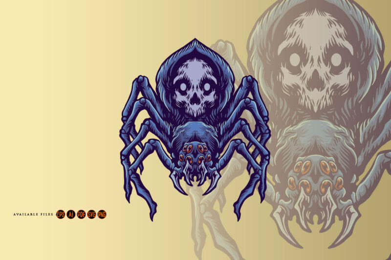 Black spider skull illustration