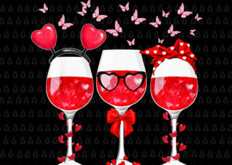 Three Glasses Wine Heart Png, Funny Couple Valentines Day Png, Wine Heart Png, Valentine Day Png