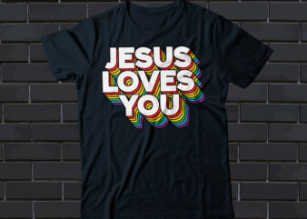Jesus loves you rainbow layered style vector clipart