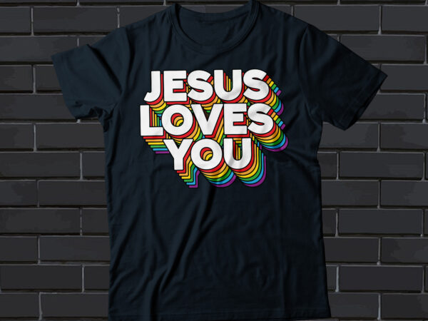 Jesus loves you rainbow layered style vector clipart