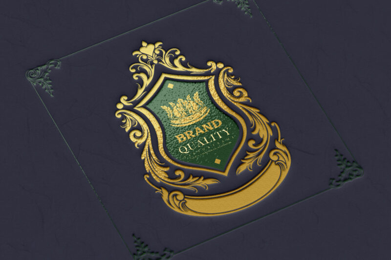 Golden Shield Royal Elegant Crown Logo Emblem