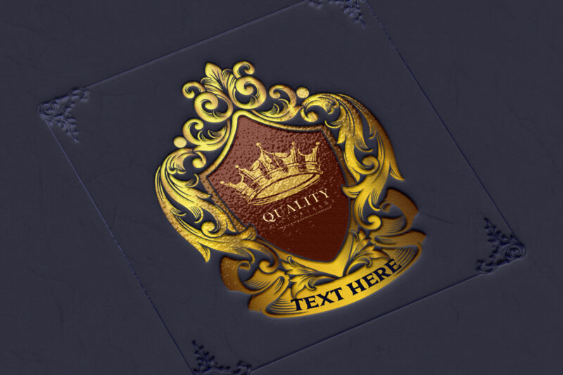 Luxury Shield Royal Logo Gold Crown Ornate Calligraphic