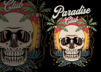 Paradise club illustration t-shirt template