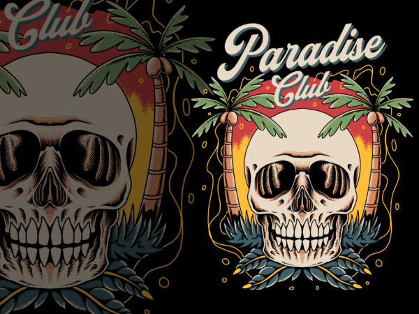Paradise club illustration t-shirt template
