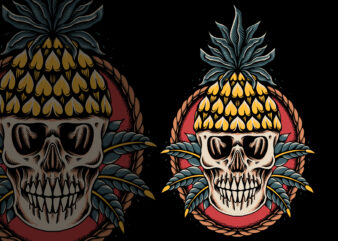 Pineapple skull tshirt design