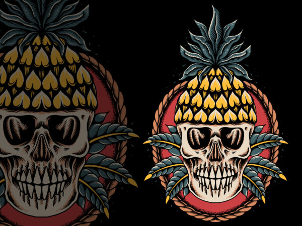 Pineapple skull tshirt design
