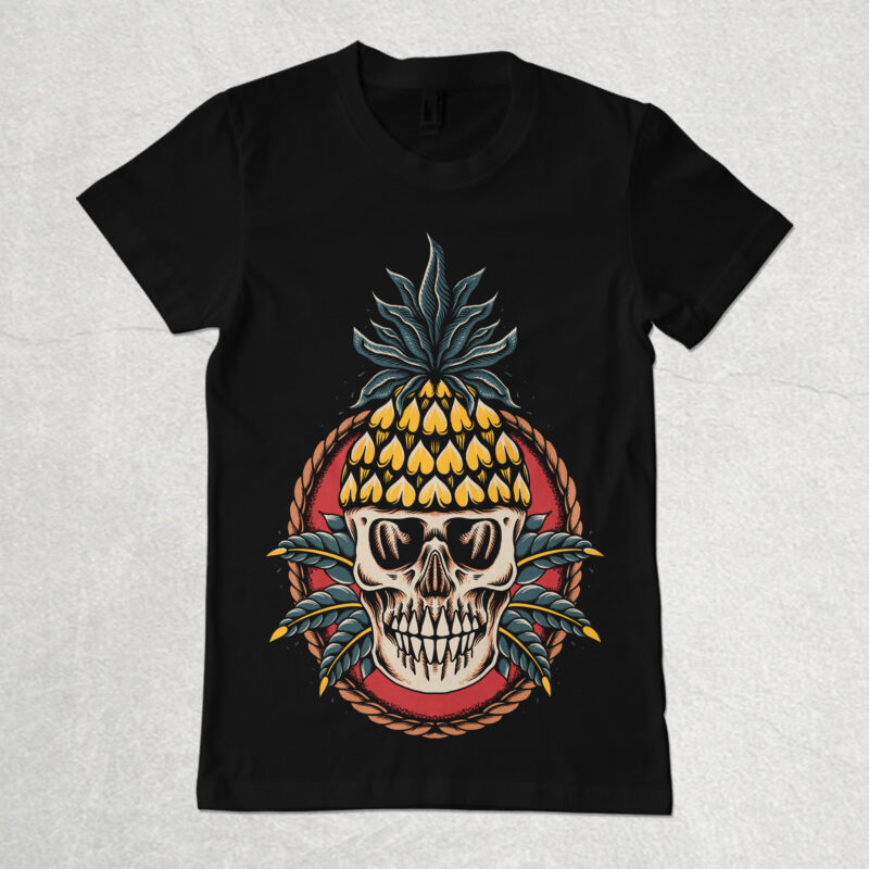 Pineapple skull tshirt design