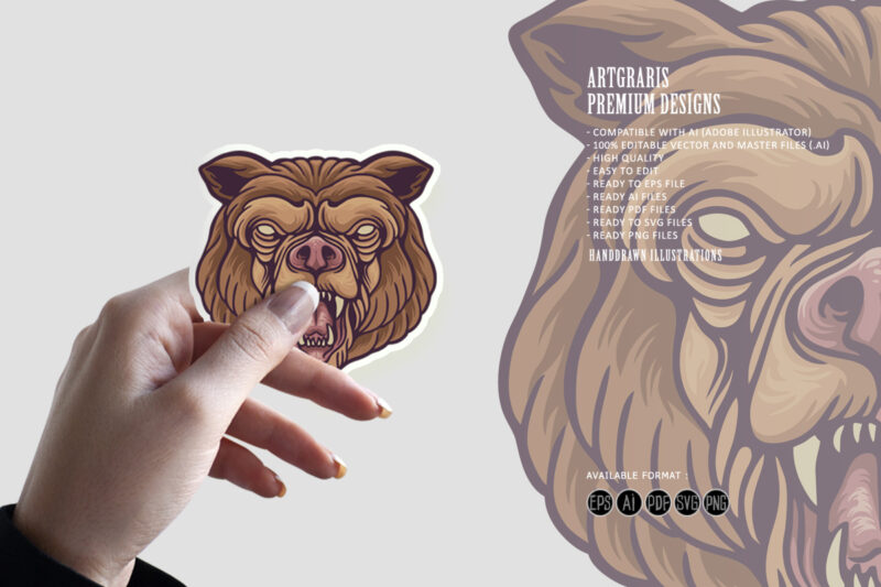 Angry bear head logo mascots