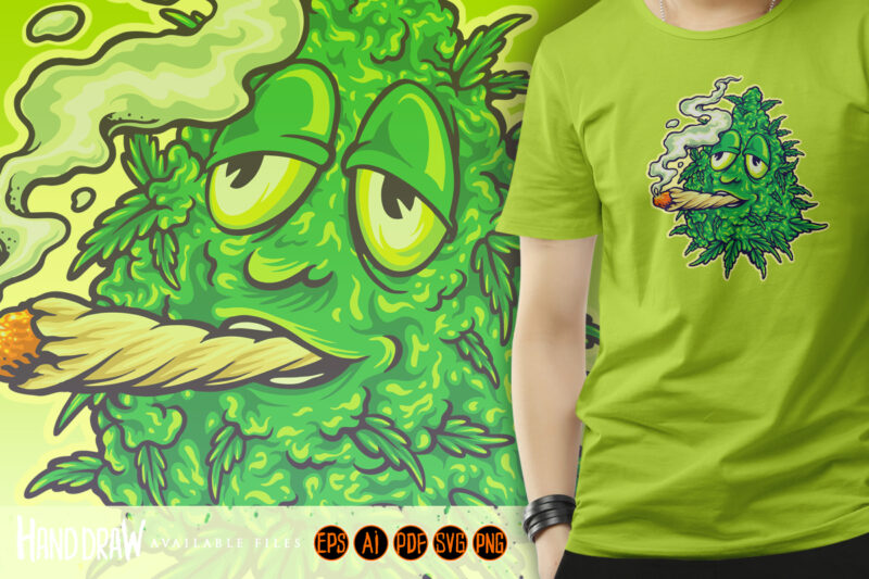 Weed Mascot smoking leaf marijuana Cartoon