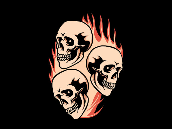 Burning skulls t shirt template
