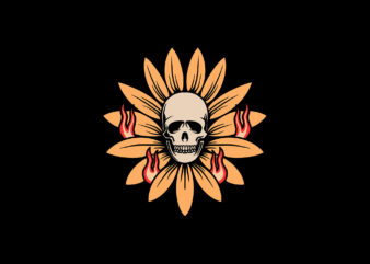 skull flower t shirt template vector