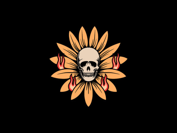 Skull flower t shirt template vector