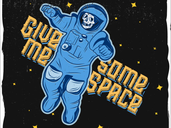 Spaceman skull t-shirt design