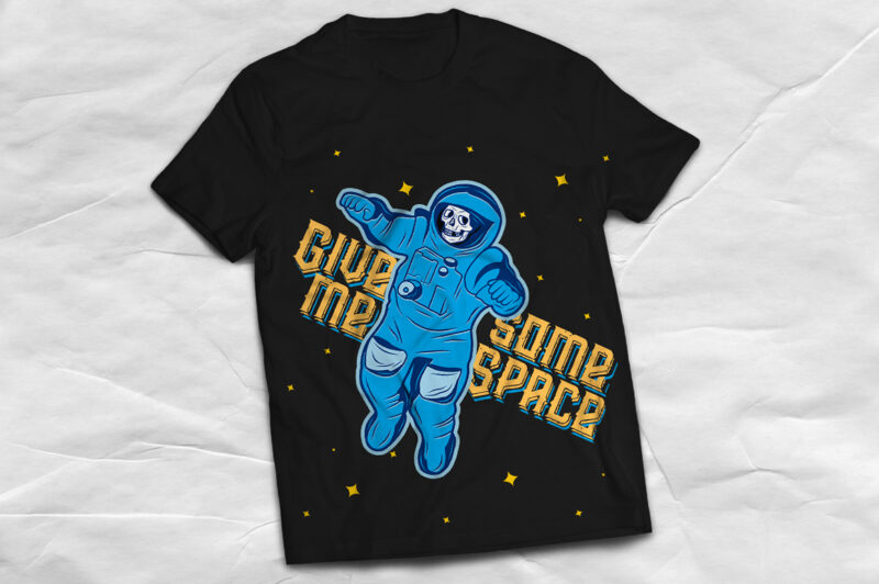 Spaceman skull t-shirt design