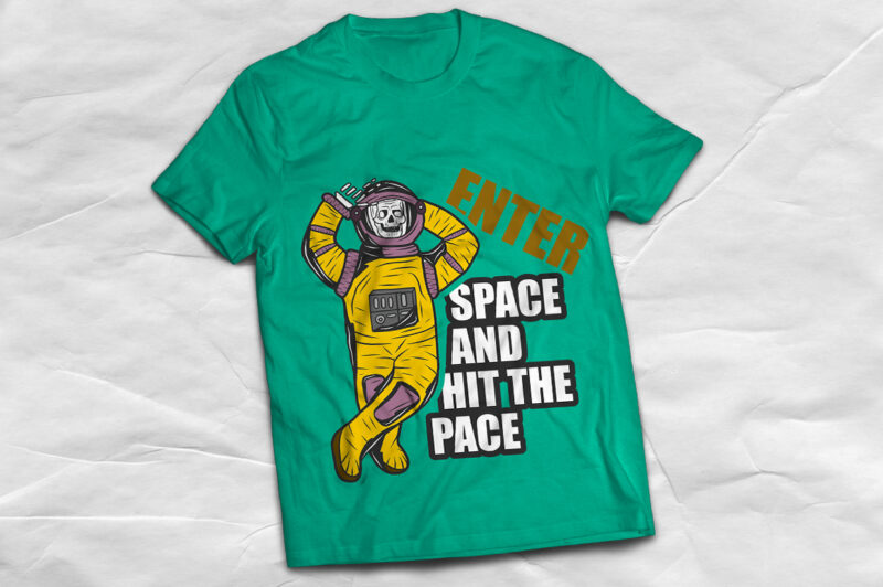 Spaceman skull t-shirt design