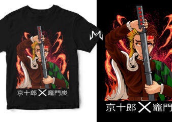 tanjiro X kyojuro (demon slayer) t shirt designs for sale