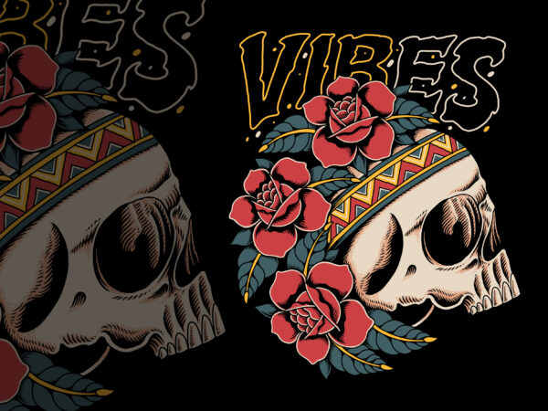 Tropical skull vibes t-shirt template