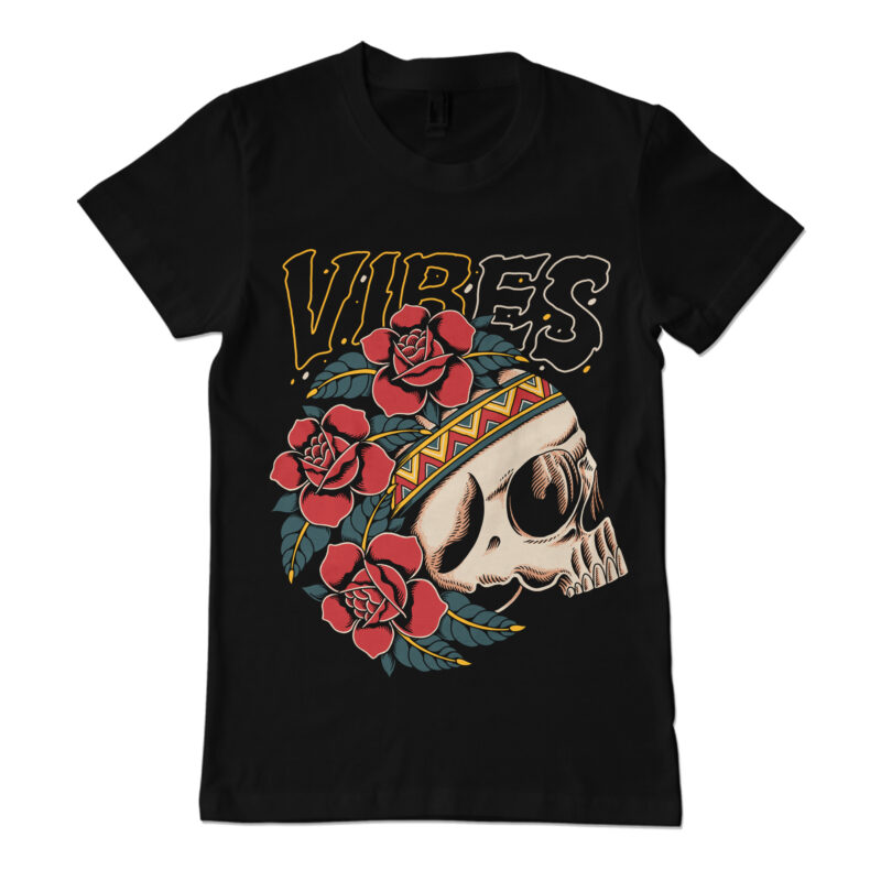 Tropical skull vibes t-shirt template