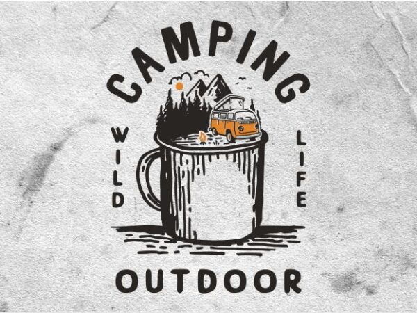 Camping car t shirt vector file