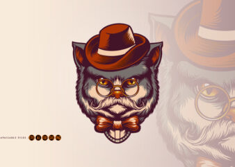 Funny hat cat logo mascot