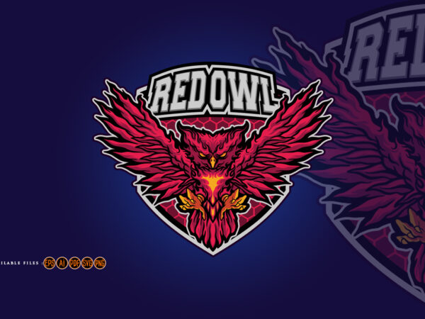 Red owl esports logo mascot t shirt design online