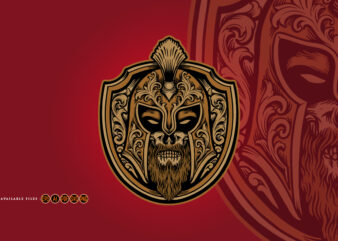 Spartan shield head logo mascot