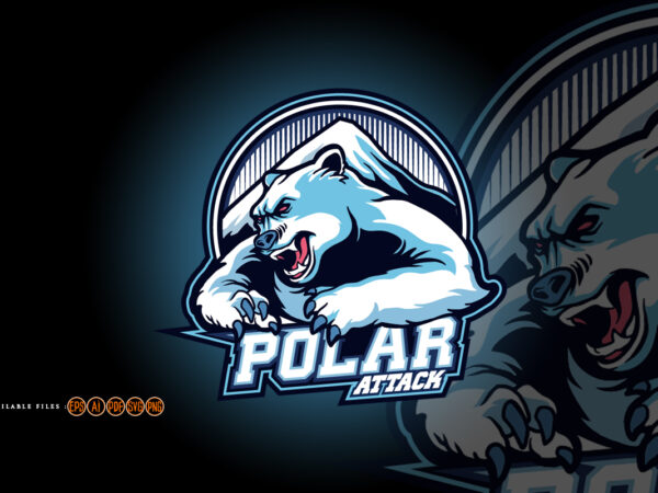 Polar bear esport logo mascot t shirt illustration