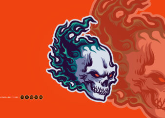 Skull head fire logo mascot