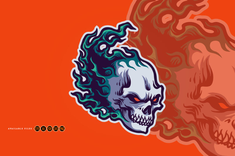 Skull head fire logo mascot