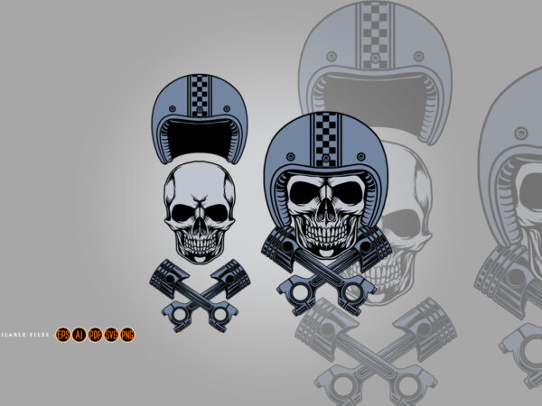 Skull piston motorcycle logo mascot t shirt template vector
