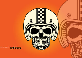 Skull helmet motorcycle logo mascot