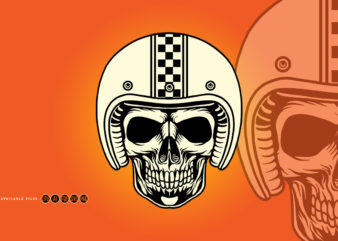 Skull helmet motorcycle logo mascot t shirt template vector