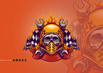 Skull bikers head logo mascot