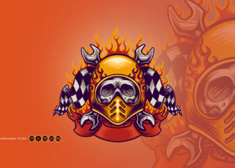 Skull bikers head logo mascot