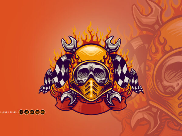Skull bikers head logo mascot t shirt template vector