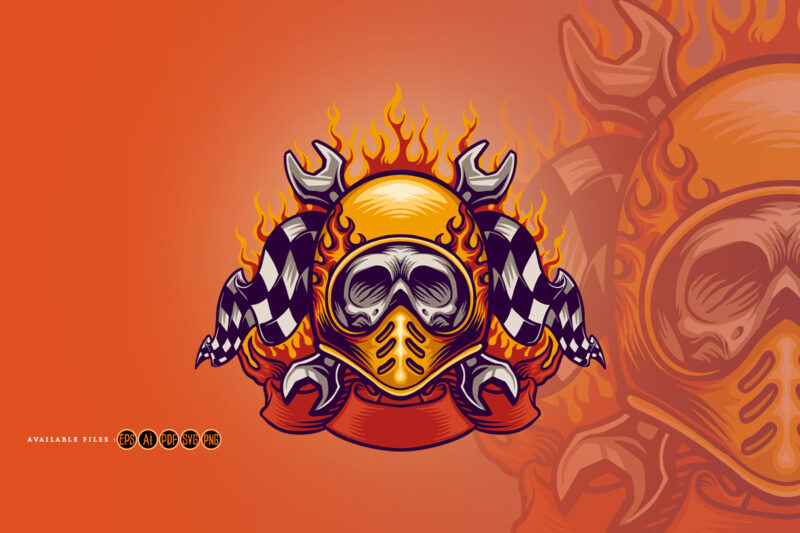Skull bikers head logo mascot