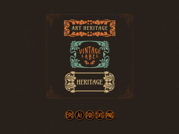 Luxury vintage frame set ornate t shirt vector graphic