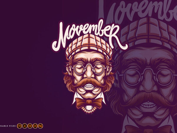 Gentle november man cartoon and city silhouette t shirt design template Gentle november man cartoon and city silhouette t shirt design template
