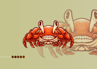 Smiling Crab mascot cartoon style t shirt template vector