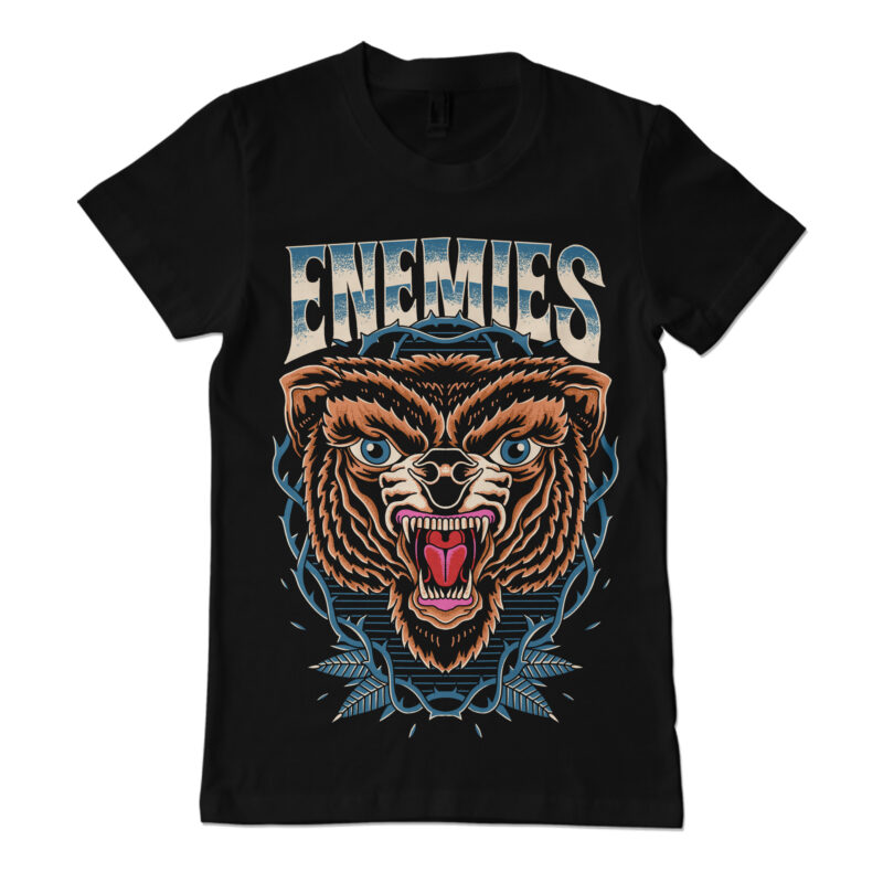 Enemies bear illustration for t-shirt