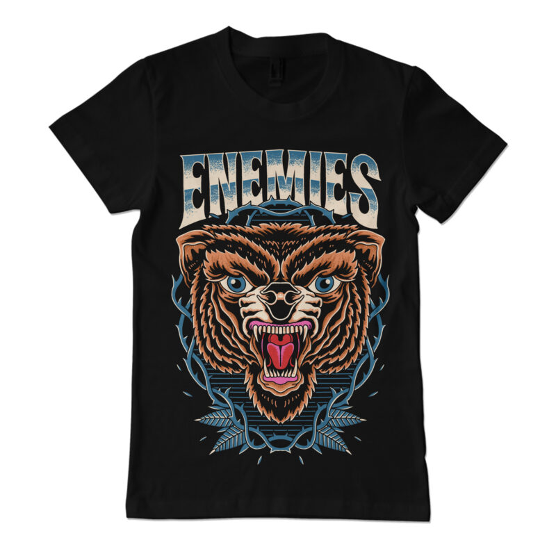 Enemies bear illustration for t-shirt